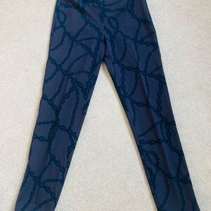 J. McLaughlin Dark Blue Chain Pattern Leggings